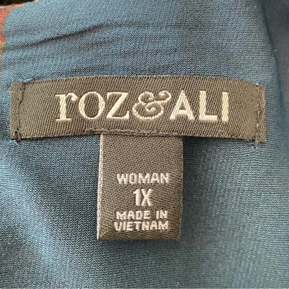 Roz & Ali Keyhole Shift Dress 3/4 Bell Sleeve Floral Print Women’s Size 1X - Picture 8 of 10